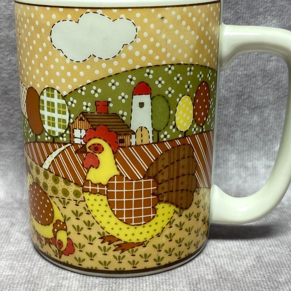 Vintage Otagiri Farmhouse Mug Colorful Chicken Cow and Goose Design 10 oz Retro - Picture 2 of 10